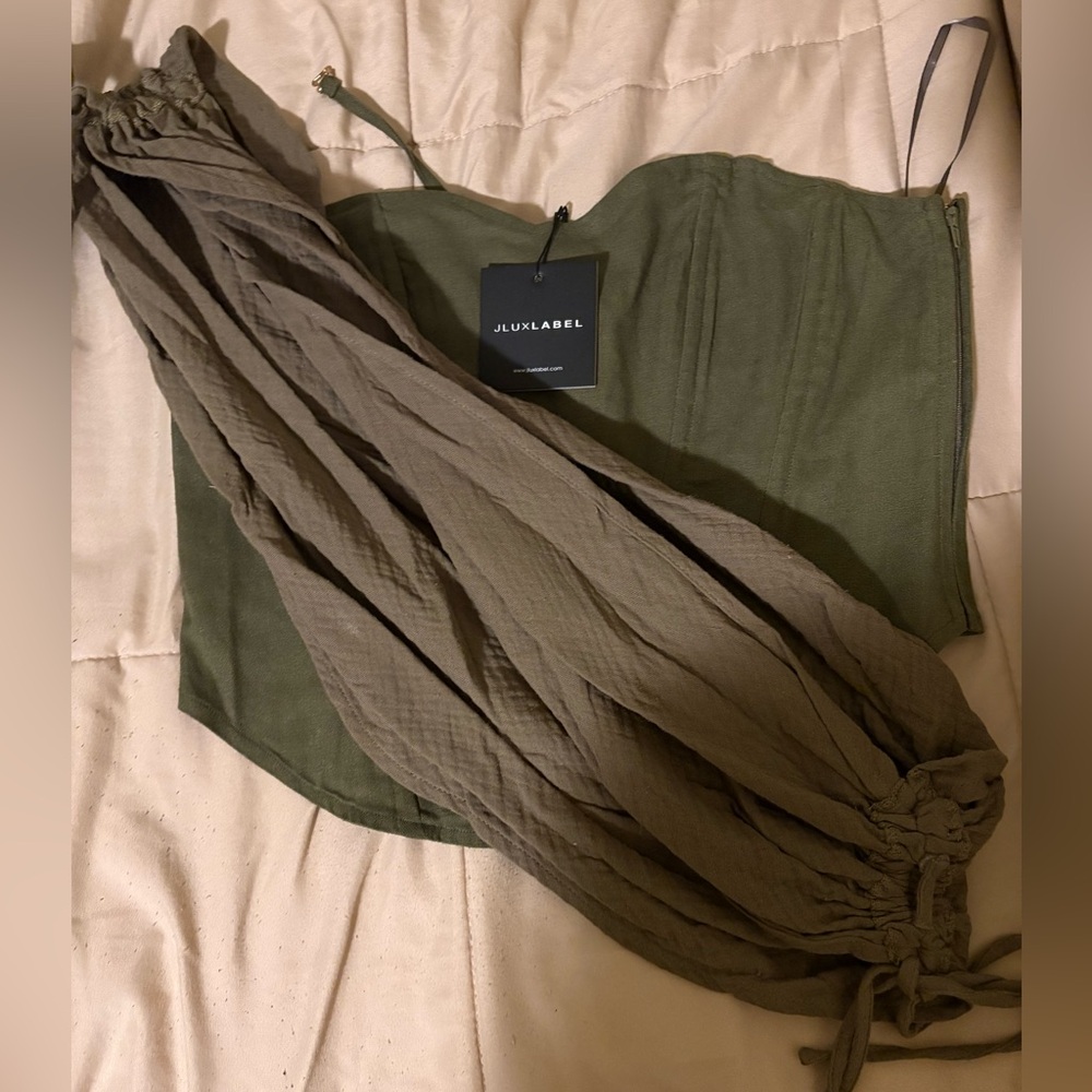 Jluxlabel Olive Top Corset Draped Top With Tag